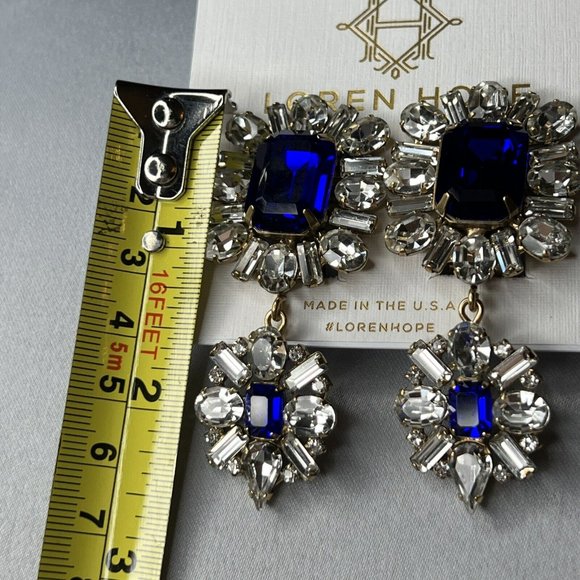 Loren Hope SAPPHIRE Grand Dame Earrings 18K Gold Finish - Picture 5 of 9